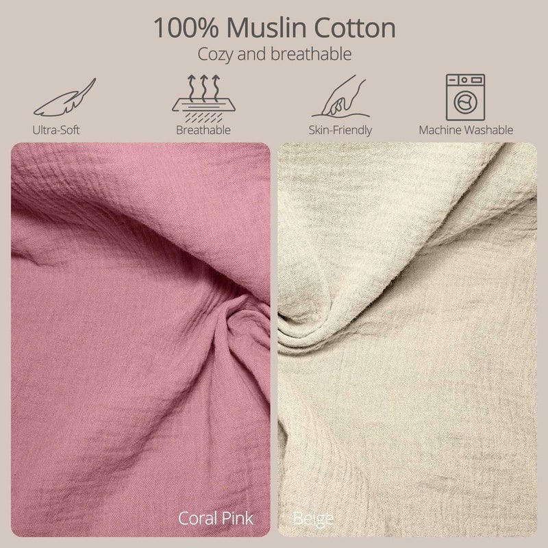 JVEOO Muslin Baby Changing Pad, 2 Pack Muslin Soft Cotton Covers & Waterproof Lining Foam Diaper Changing Table Pad 32" x 16.6" Mat for Dressers - Image 5
